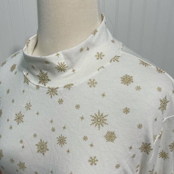 Karen Scott Snowflake Mock‎ Neck Top White XL - Picture 6 of 12